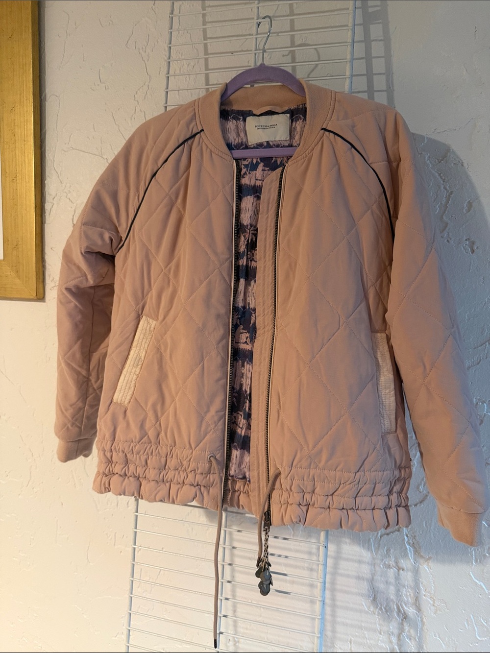 Scotch & Soda Quilted Blush Pink Bomber Jacket